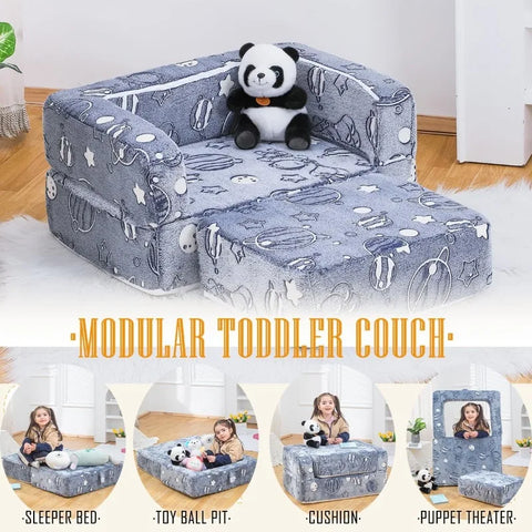 Kids Nugget Play Couch 3-in-1 Modular Toddler Couch Baby Couch Foam Armchair Children Convertible Sectional Sofa