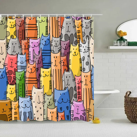 Funny Shower Curtains Bathroom Curtain With Hooks Decor Waterproof Cat Dog 3d Bath 180*180cm Creative Personality Shower Curtain