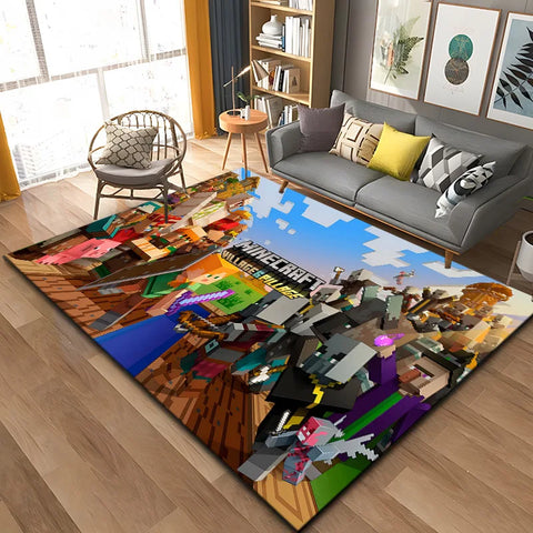 MINISO Game Minecraft Living Room Carpet Cartoon Game Bedroom Bedside Non Slip Floor Mat Home Balcony Mats Kid's Play Rug