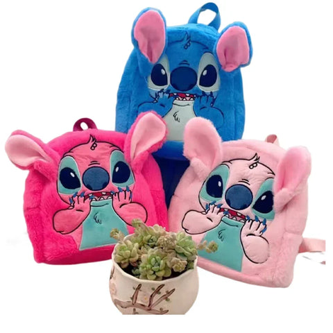 Disney Stitch Plush New Cartoon Backpack Fashion 3d Mini Women's Backpack Large Capacity Cute Children's Schoolbag High Quality