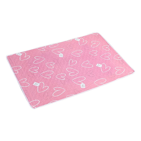 80x120cm 4 Layer Cartoon Dino Heart Diapering Mat Waterproof Washable Changing Pads for Night and Menstrual Protection Baby Care