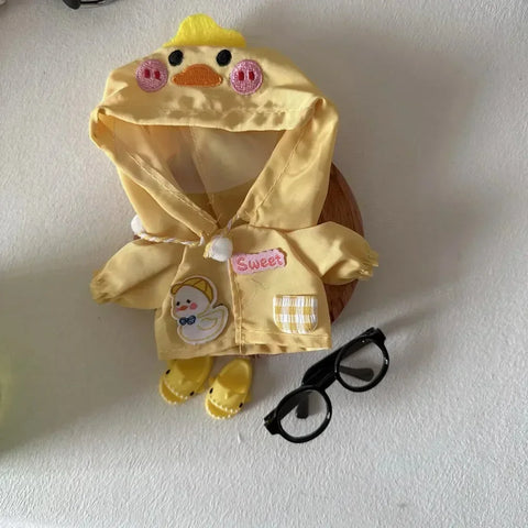 Dinosaur Raincoat Set Clothing for Labubu 10cm Mini Plush Doll Clothes Outfit Accessories Idol V1 V2 Gift