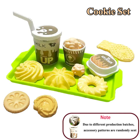 Kids Mini Kitchen Toy Pretends Play Simulated Food Hamburger Cookie Miniature Accessories for Children Girl Educational Gift