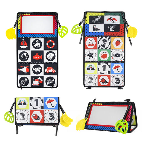 Baby Cloth Book with Distorting Mirror Soft Cartoon Parent-child Interactive Early Educational Montessori Toy for Children