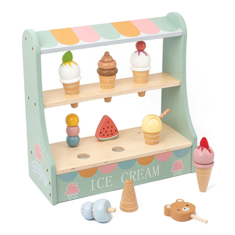 Ice Cream Counter Playset For Kids Montessori Pretend Play Food Toys Kitchen Accessories With Coin Role Play For Kids Girls Boys