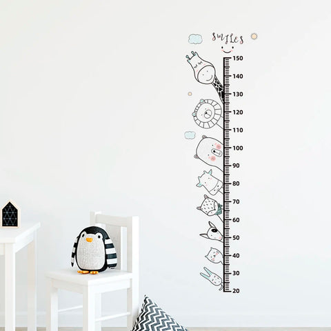 3PC Cartoon Animal Height Ruler Wall Stickers for Waterproof Removable PVC Kids Room Kindergarten Home Decoration