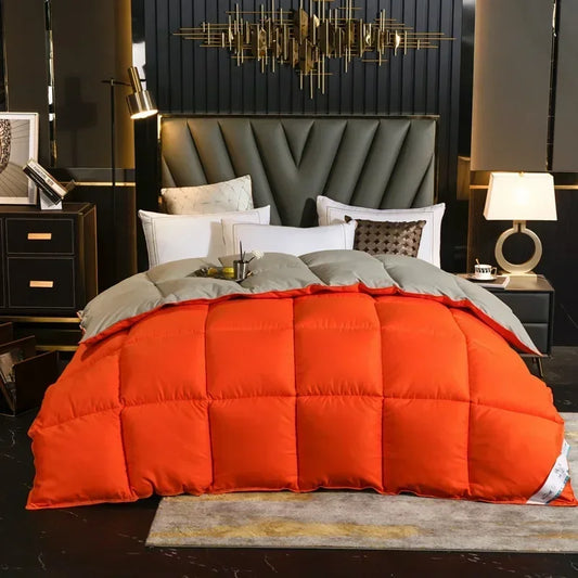 Home Comforter Winter Quilted Blanket Goose Down Duvet Quilt 100% Cotton Cover King Queen Blanket Size Twin Stitch