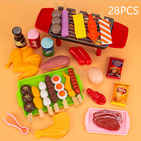 Kids Pretend Play Kitchen Toys Simulation Food Barbecue Cooking Toys Children Educational Play House Interactive Toys For Girl