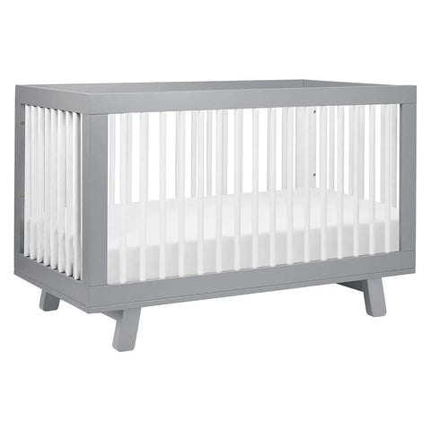 3-in-1 Convertible Crib with Toddler Bed Conversion Kit in Grey and White, Greenguard Gold Certified