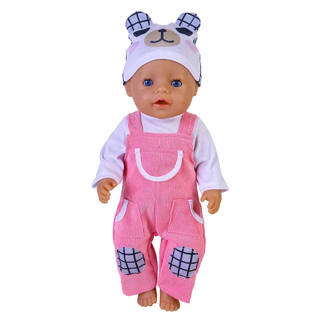 43 cm Doll Outfits for 17Inch Dolls Baby Born Doll Cute Jumpers Rompers Suit+Shoes Warm Clothes on A Doll Baby Christmas Gift