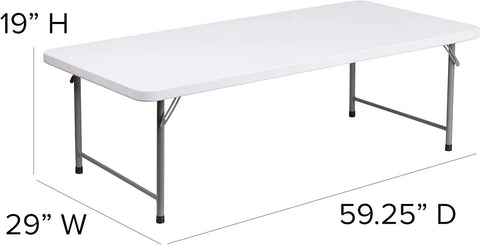 OLIVER 4.93-Foot Kid's Granite White Plastic Folding Activity Table - Play Table