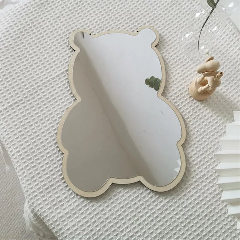 Rabbit Bear Shaped Mirror Acrylic Ornaments Cartoon Crafts Photo Props Baby Children Room Nordic Home Decor