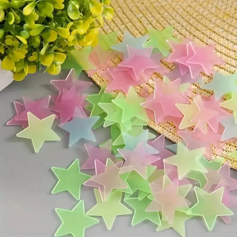 100pcs Luminous Wall Stickers Star Decoration Stickers Children's Room Decoration Stickers Christmas Decoration