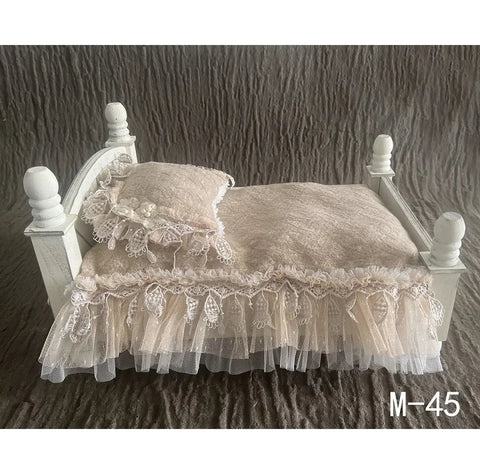 Newborn Photography Props Lace Retro Baby Mattress Posing Pillow Bedding for Crib Accessories Studio Shoot Photo Props