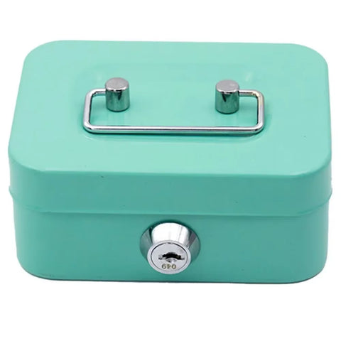 Lockable Money Safe Box with Key Metal Cash Box Portable Piggy Bank Sturdy Security Box Mini Coin Collection for Kids