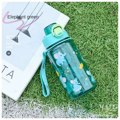 600ML Children's Water Bottle for Summer Student Drinking Bottle Plastic Sports Water Bottle Portable Anti-fall and Leak Proof