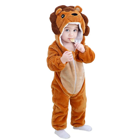 MICHLEY Carniva Baby Rompers Winter Clothes Flannel Hooded Bodysuits Pajamas Animals Overall Jumpsuit For Girls BoysK ids