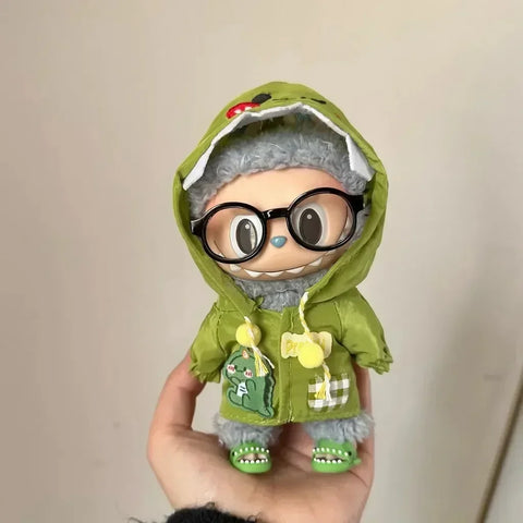 Dinosaur Raincoat Set Clothing for Labubu 10cm Mini Plush Doll Clothes Outfit Accessories Idol V1 V2 Gift