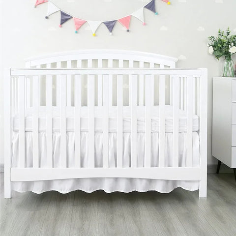 Top Selling Well Made Crib Bed Skirt Add White Top Sheets -4 Sides Pleated Ruffles for Baby Boys Girls Toddler Nursery Bedspread