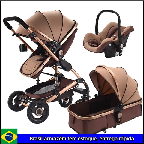 baby stroller 3 in 1 with car seat,Luxury Multifunctional  BABY carriage,pink Folding baby stroller,High Landscape newborn car