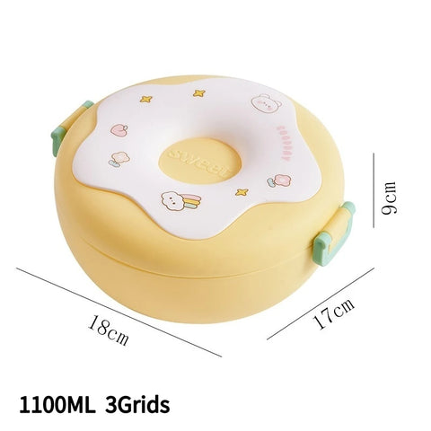 Stackable Bento Box Portable Cute Cartoon Children Lunch Box Double Layer Food Storage Container Eyeglass Bear Thermal Bento Box