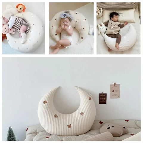 Newborn Breastfeeding Pillows Soft Cotton Crescent U-Shaped Waist Support Assisted Sleep Nursing Cushion Baby Soothing Pillows
