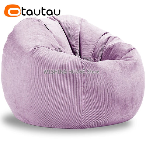 OTAUTAU Adults Children Corduroy Bean Bag Cover Without Filler Beanbag Pouf Chair Puff Salon Corner Seat Game Movie Sac DD005