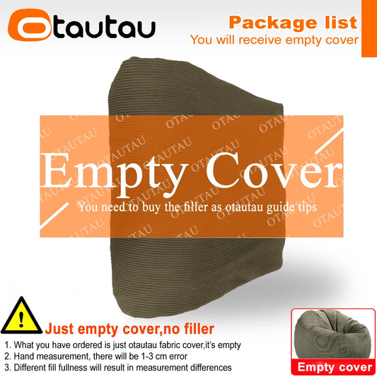 OTAUTAU Adults Children Corduroy Bean Bag Cover Without Filler Beanbag Pouf Chair Puff Salon Corner Seat Game Movie Sac DD005