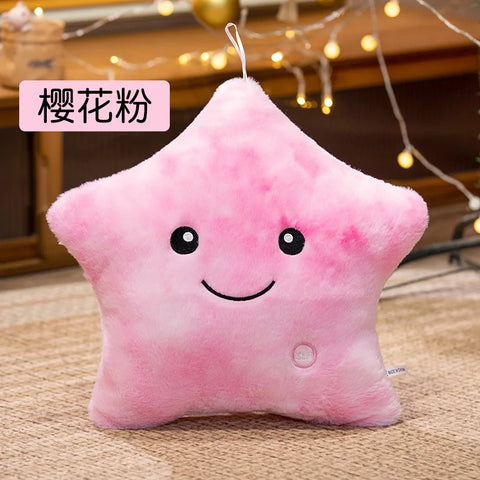 24*22cm Creative Toy Luminous Star Pillow Stuffed Plush Glowing Colorful Stars Cushion Led Light Toys Gift For Kids Children