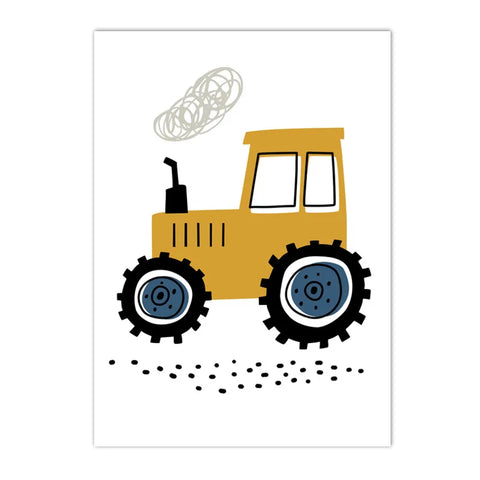 Cartoon Crane Excavator Tractor Truck Wall Art Canvas Painting Nursery Print Child Poster Nordic Wall Pictures Boys Room Decor