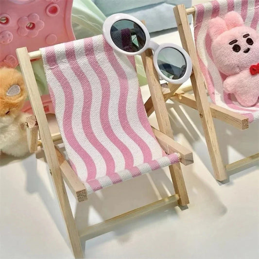 Cute Labubu Doll Chair Mobile Phone Holder & Summer Swimsuit Dress with Slippers Doll Shirt Sea Beach Style