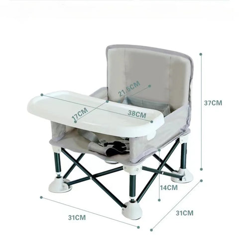 Portable Kids' Chair Travel Booster Seat with Tray for Baby Foldable Chair with Removable Tray Great for Camping Beach Lawn