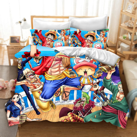 One Piece Anime Duvet Cover Set Comforte Printed Cartoon Twin Size Bedding Sets Christmas Gifts 3-piece Set Home Decor