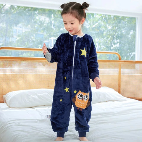 MICHLEY Halloween Gifts Owl Kids Sleeping Bag Cute Flannel Sack Sleepsack Thick Warm Sleepwear Wearable Blanket Bodysuit 1-6T