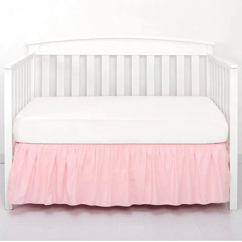Top Selling Well Made Crib Bed Skirt Add White Top Sheets -4 Sides Pleated Ruffles for Baby Boys Girls Toddler Nursery Bedspread