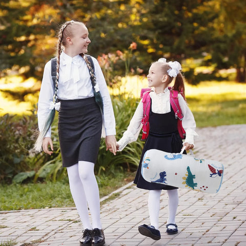 Dinosaurs Printed Sleeping Bag with Removable Pillow Soft Sleeping Mat for Boys Girls Preschool Ages 3-6 Years 100% Cotton