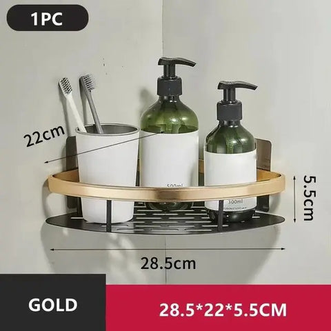 Bathroom Shelf No Drill Wall Mounted Shampoo Bottle Shower Corner Rack Toilet Storage Rack Aluminum Bathroom Kitchen Accessories