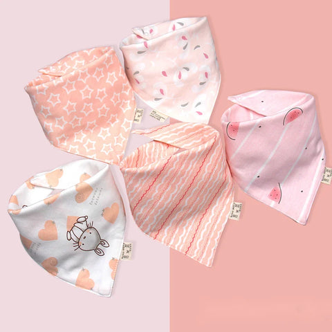 5pcs Baby Saliva Towel Triangle Scarf Pure Cotton Bandana Waterproof Bibs Newborn Boys Girls Absorbent Cloth Bib Saliva Scarf