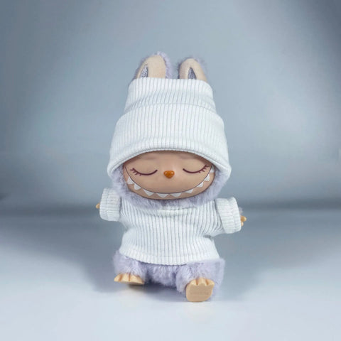 17cm Mini Plush Doll'S Clothes Outfit Accessories For Korea Kpop Labubu Idol Sitting Party V1 V2 Autumn onesie hat set Clothing