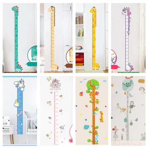 Cartoon Animals Height Measure Wall Sticker Unicorn Dinosaur Wallpaper For Kids Room Nursery Child Growth Ruler Growth Chart