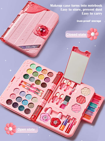 Kids Makeup Kit for Girl, Washable Play Make Up Toys Set with Mirror, Beauty Dress Up Set Toys for Age 3 4 5 6 7 8 9 10 11 12 Ye