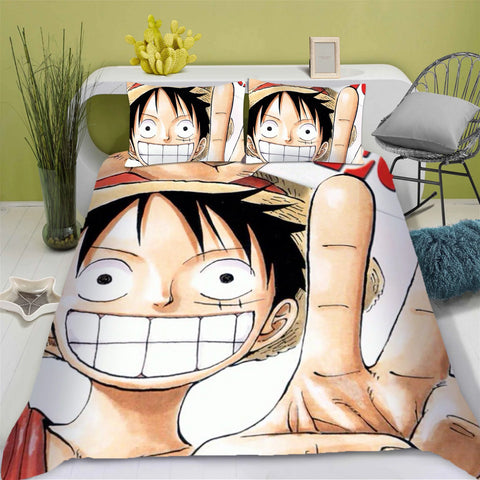 One Piece Anime Duvet Cover Set Comforte Printed Cartoon Twin Size Bedding Sets Christmas Gifts 3-piece Set Home Decor