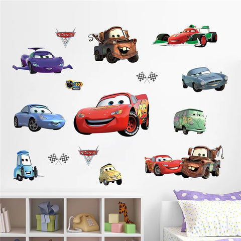 3D Cartoon Cars 2 Wall Stickers For Kid's Room Kindergarten Bedroom Living Room Wall Decoration  Lightning McQueen Stickers