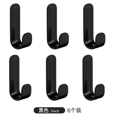 6Pcs Self Adhesive Strong Wall Hooks Towel Hook Door Hanger Key Bag Coat Hook Holder Kitchen Bathroom Accessories Home Organizer