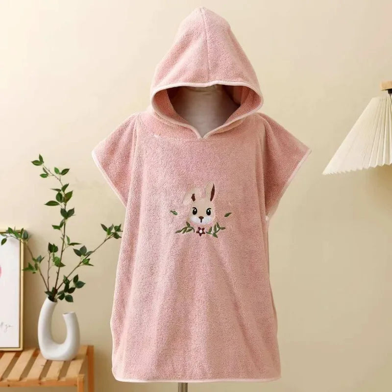 Baby Bathrobe Hooded Towel Soft Coral Velvet Child Bath Towel Cloak Cute Warm Towel Blanket Toddler Sleeping Swaddle Wrap