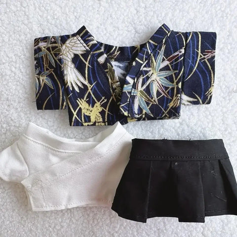 For 15/17cm Labubu Doll Summer Fresh Style Japan Kimono Set Gentle Light Color Clothes Doll Accessories