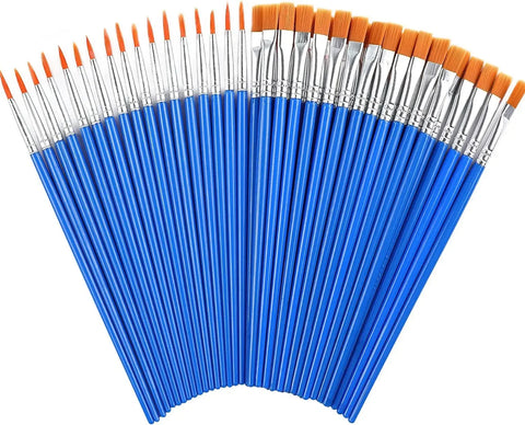 5-200pcs Paint Brushes Set for Kids Acrylic with Flat Round Pointed Paint Brushes Craft Watercolor Oil Painting Brushes