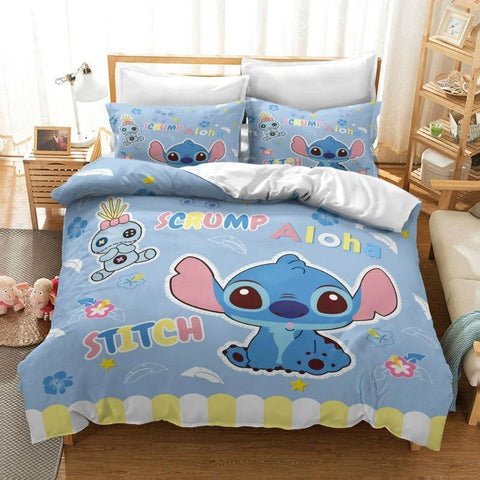 2/3 Pcs Lilo and Stitch Duvet Cover Bedding Set Gift Boy Girl Adult Single Double Queen Size One Quilt Cover Two Pillowcases