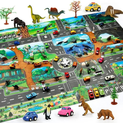 Baby Climbing Playing Mat Game Traffic Road Map Baby Play Mat Toys City Carpet City Car Parking Lot Table Cloth Traffic Signs