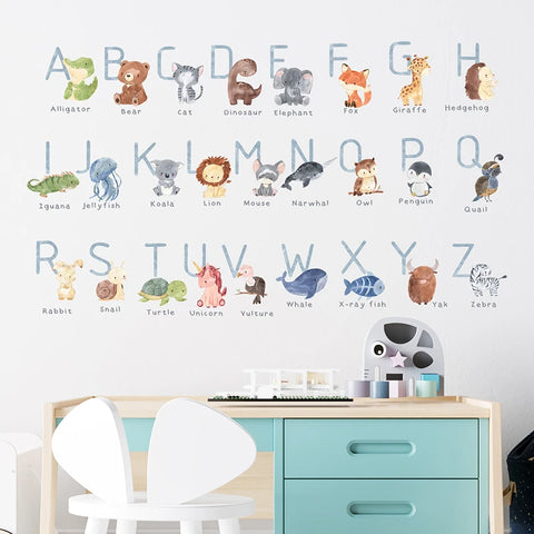 2PC Cartoon Cute Africa Animals Wall Stickers Elephant Giraffe Bear Fox Kids Room Kindergarten Home Decoration